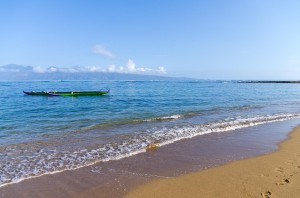 Funeral canoe, Beach at Kahana